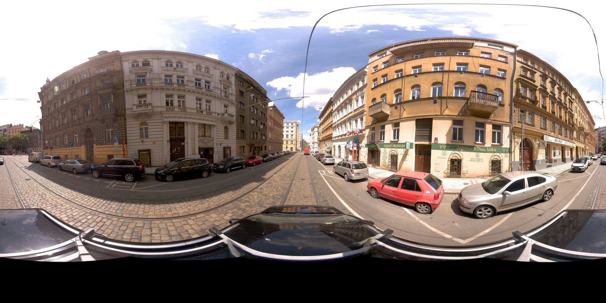 Street view near Hostel Krupka, Královské Vinohrady — © jeffreymartin (CC BY-SA · Mapillary)