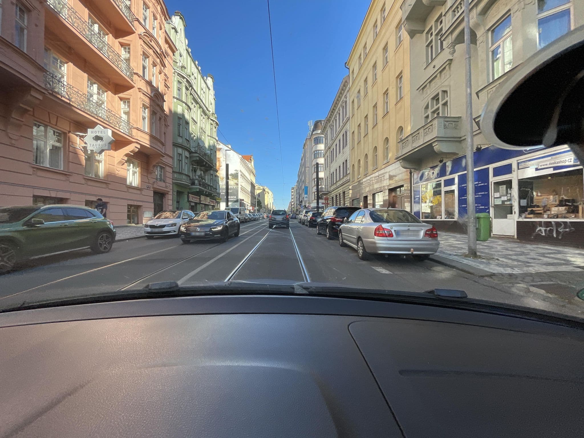 Street view near Hotel Tříska, Žižkov — © cageythree (CC BY-SA · Mapillary)