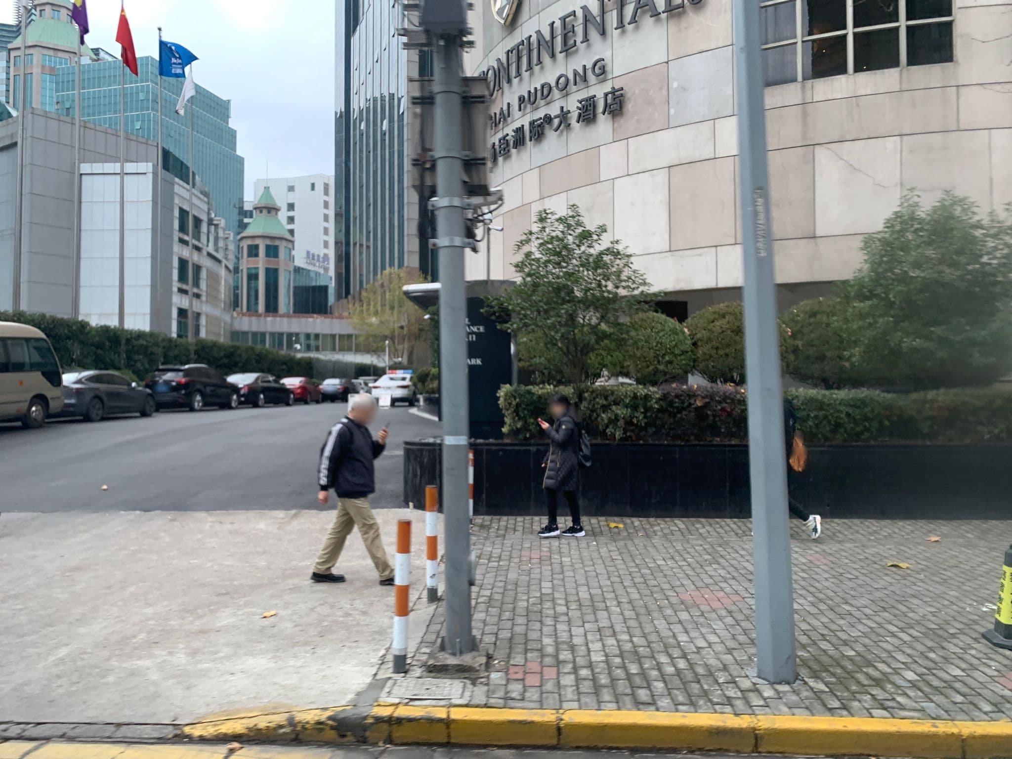 Street view near 洲际锦江汤臣大酒店｜InterContinental Pudong, Pudong — © pLyMiEwGpWDLryMacQzo (CC BY-SA · Mapillary)