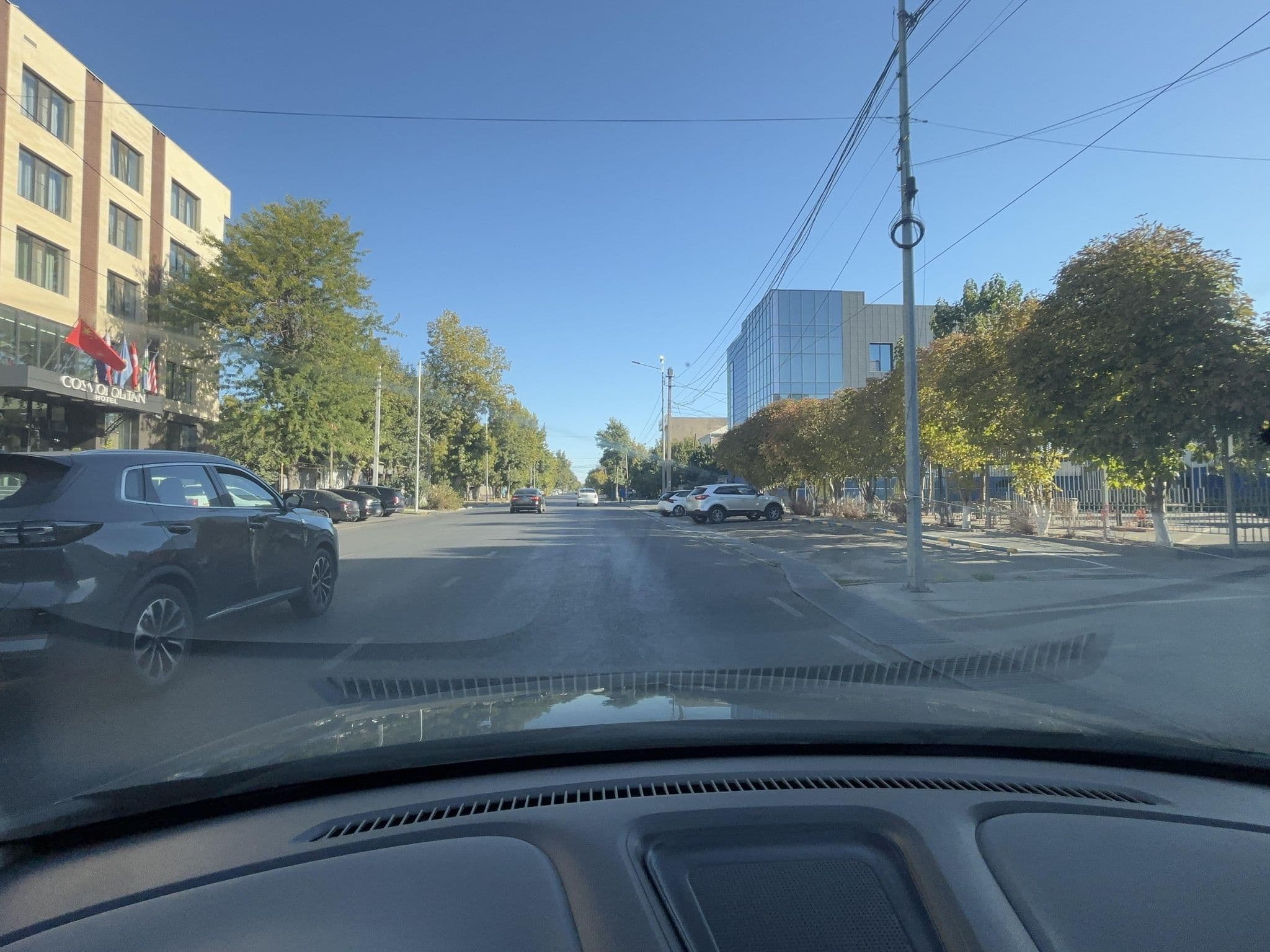 Street view near Cosmopolitan Hotel, Shymkent — © Daulet-78 (CC BY-SA · Mapillary)