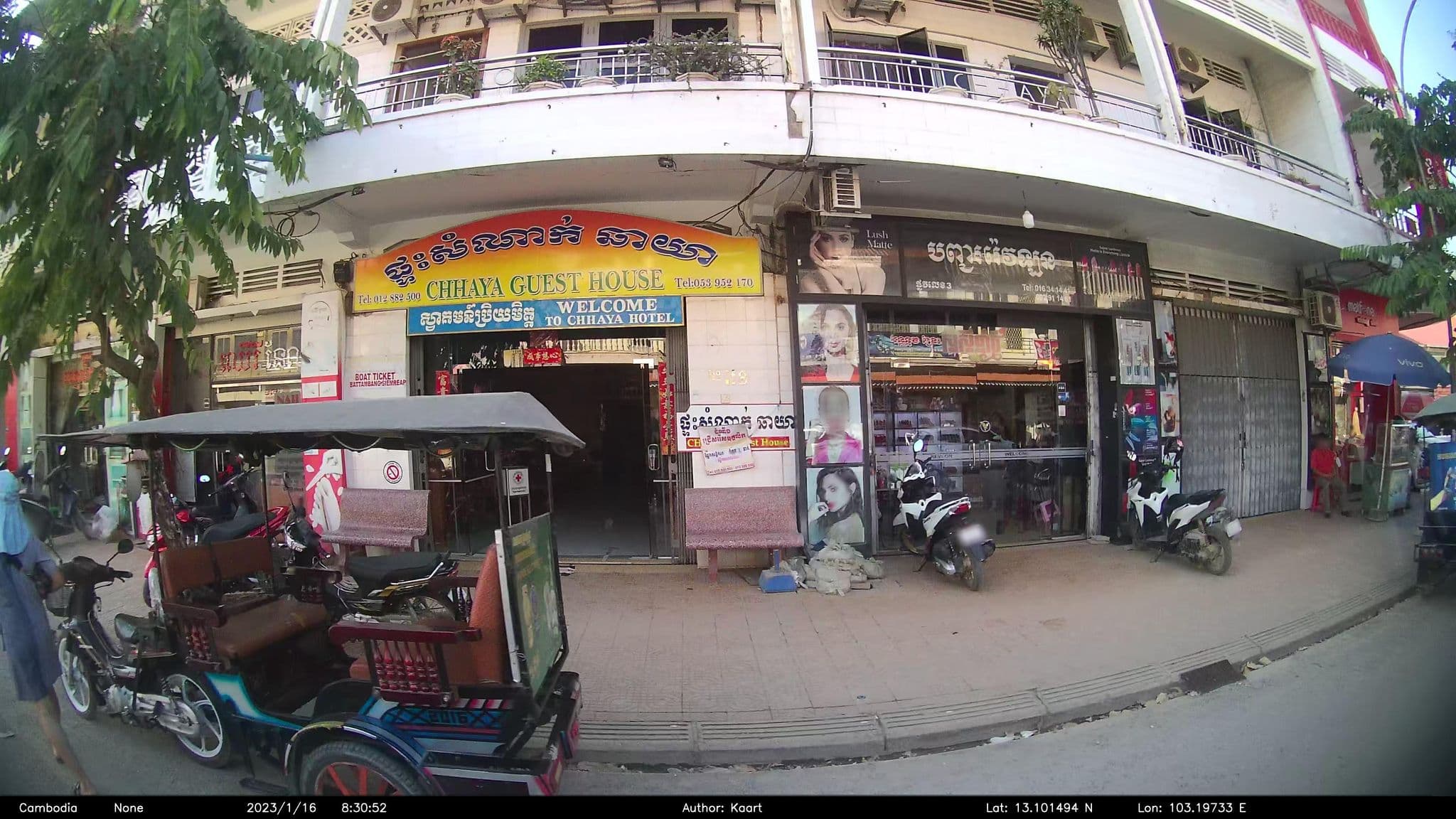 Street view near Chhaya Hotel, Battambang — © kaart_2 (CC BY-SA · Mapillary)