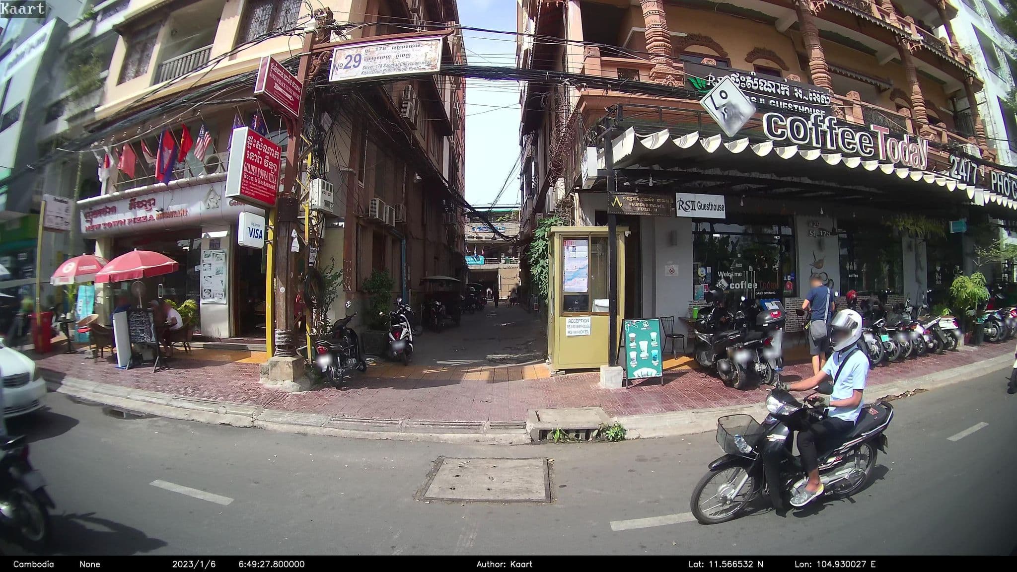 Street view near Nawin Guesthouse, Phnom Penh, Phnom Penh — © kaart_2 (CC BY-SA · Mapillary)