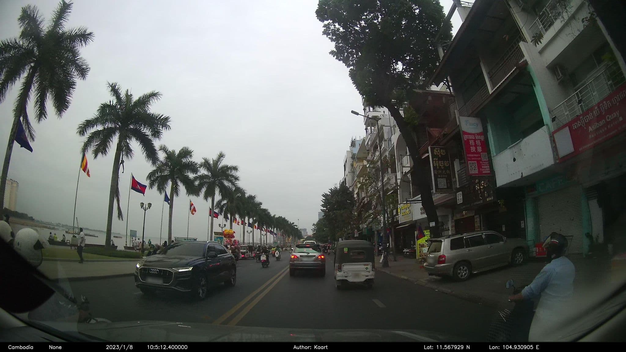 Street view near Tonle Khmer Guesthouse & Skybar, Phnom Penh — © kaart_2 (CC BY-SA · Mapillary)