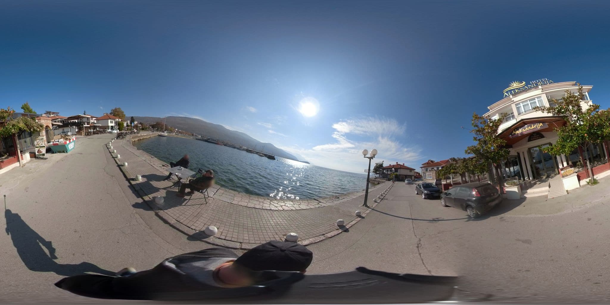 Street view near Alexandria Hotel, Ohrid — © akyrkou (CC BY-SA · Mapillary)