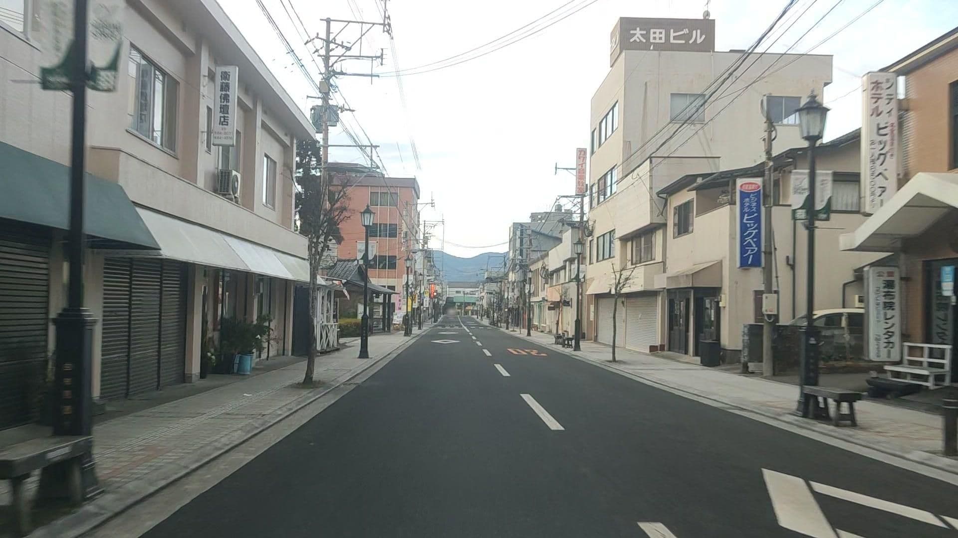 Street view near シティホテルビッグベァー, Yufu — © drivephotograph (CC BY-SA · Mapillary)