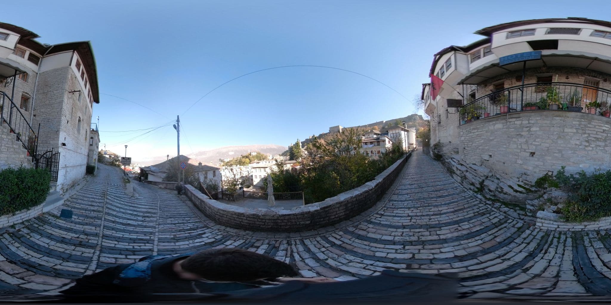 Street view near Hotel Domino, Gjirokastër — © dkarkasina (CC BY-SA · Mapillary)