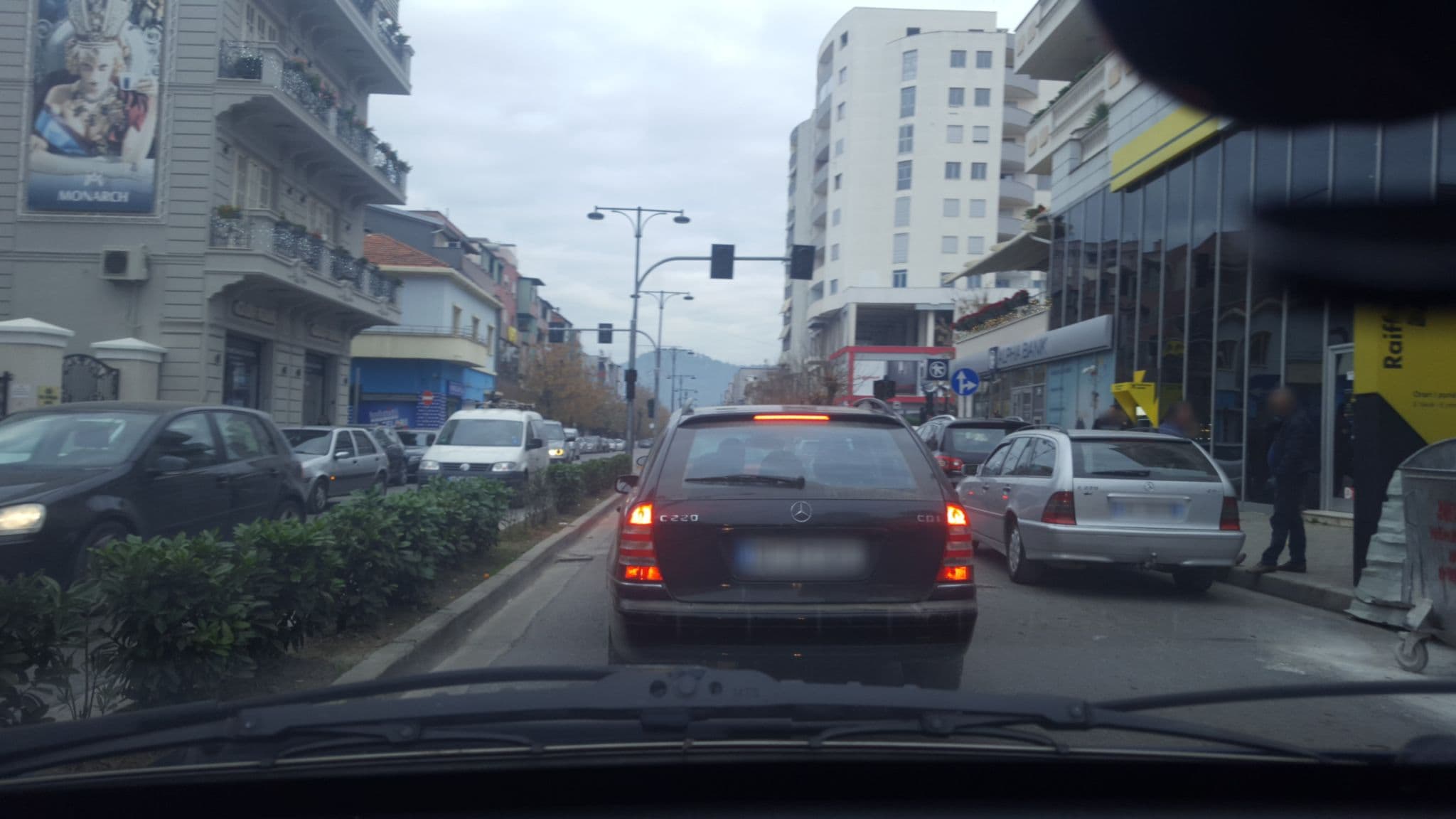 Street view near Monarch Hotel, Elbasan — © denisju_osm (CC BY-SA · Mapillary)