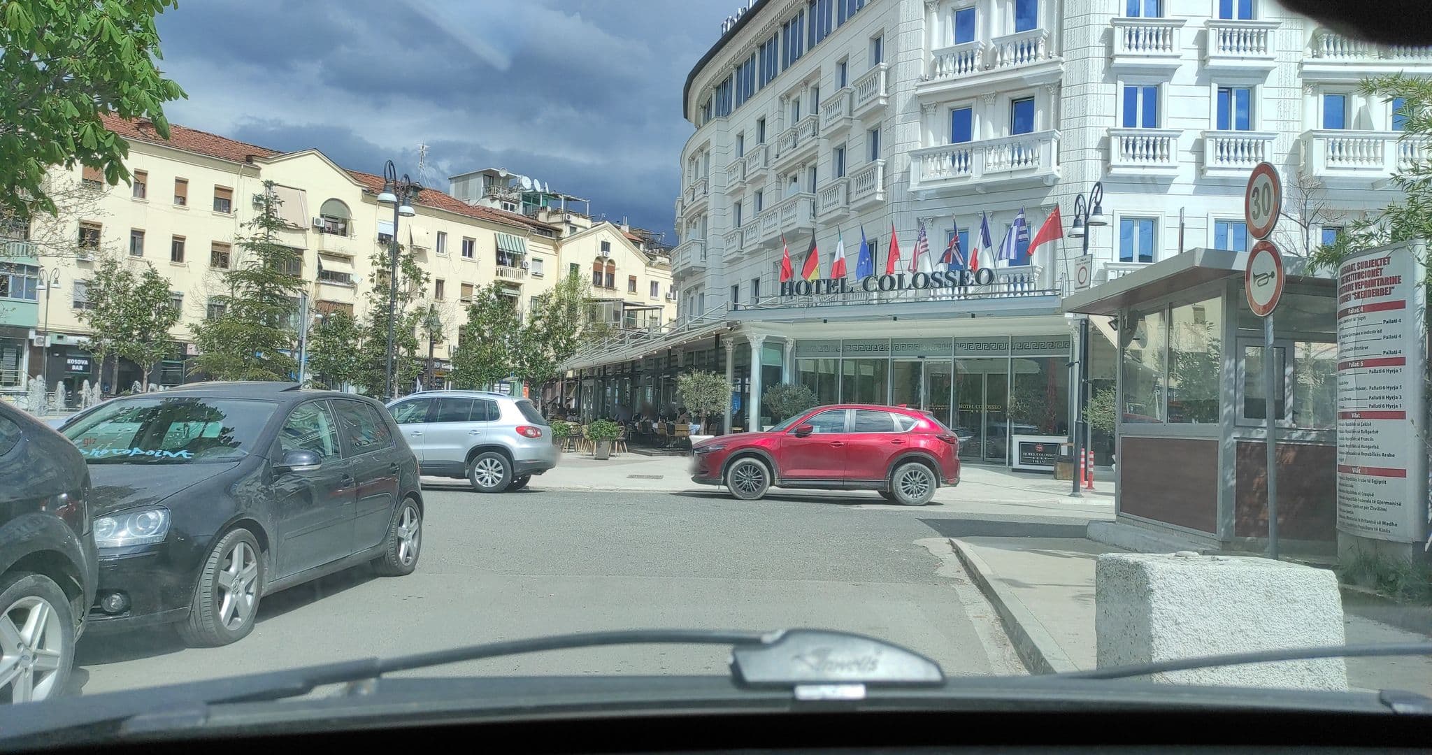 Street view near Hotel Colosseum, Tirana — © denisju_osm (CC BY-SA · Mapillary)