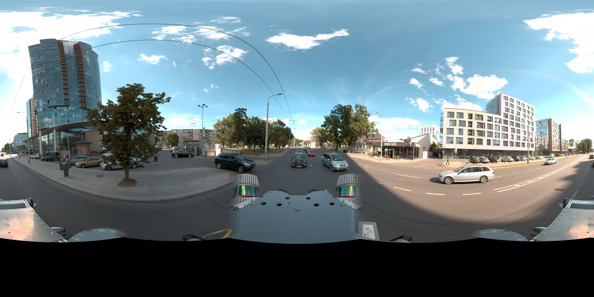 Street view near red and white apartment, Naujamiestis — © vms (CC BY-SA · Mapillary)
