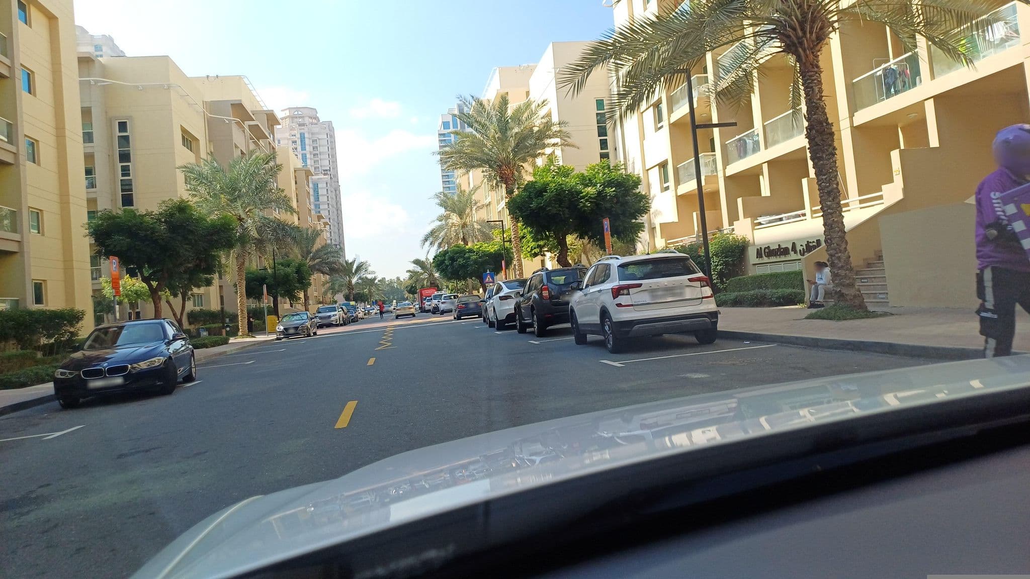 Street view near Nuran Greens Service Apartments, Dubai Internet City — © saim786 (CC BY-SA · Mapillary)