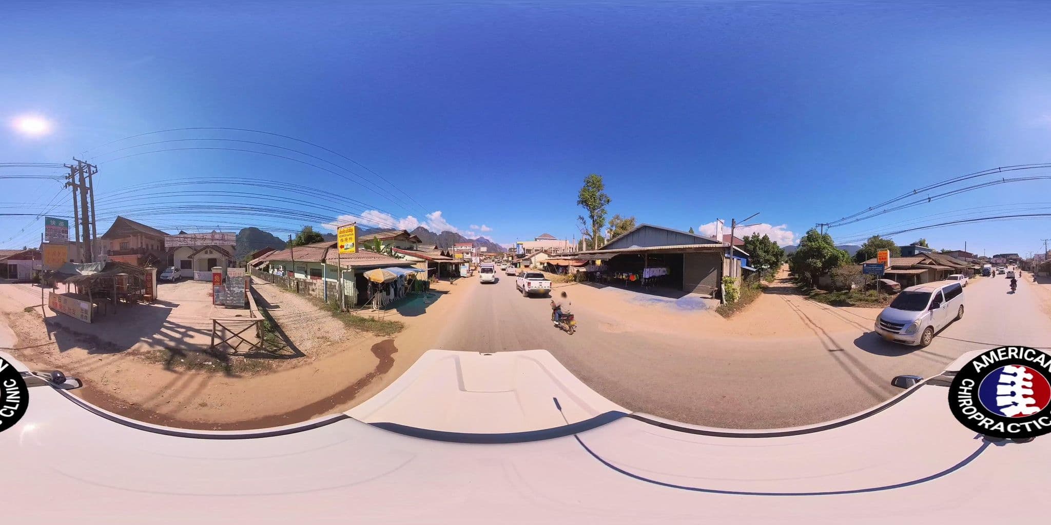 Street view near The Boua Khao Guesthouse, Vang Vieng — © DrLogan (CC BY-SA · Mapillary)