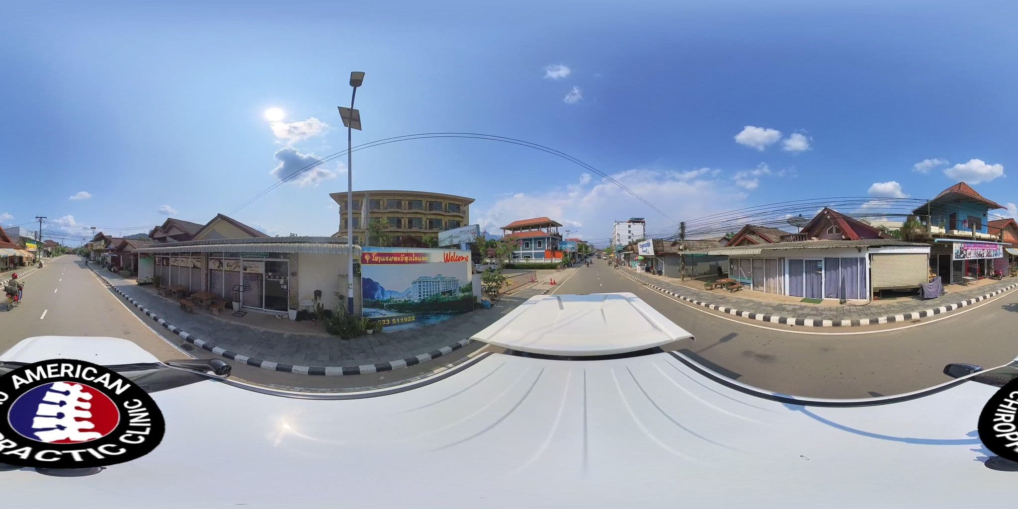 Street view near Vieng Tara Guesthouse and Cafe, Vang Vieng — © DrLogan (CC BY-SA · Mapillary)