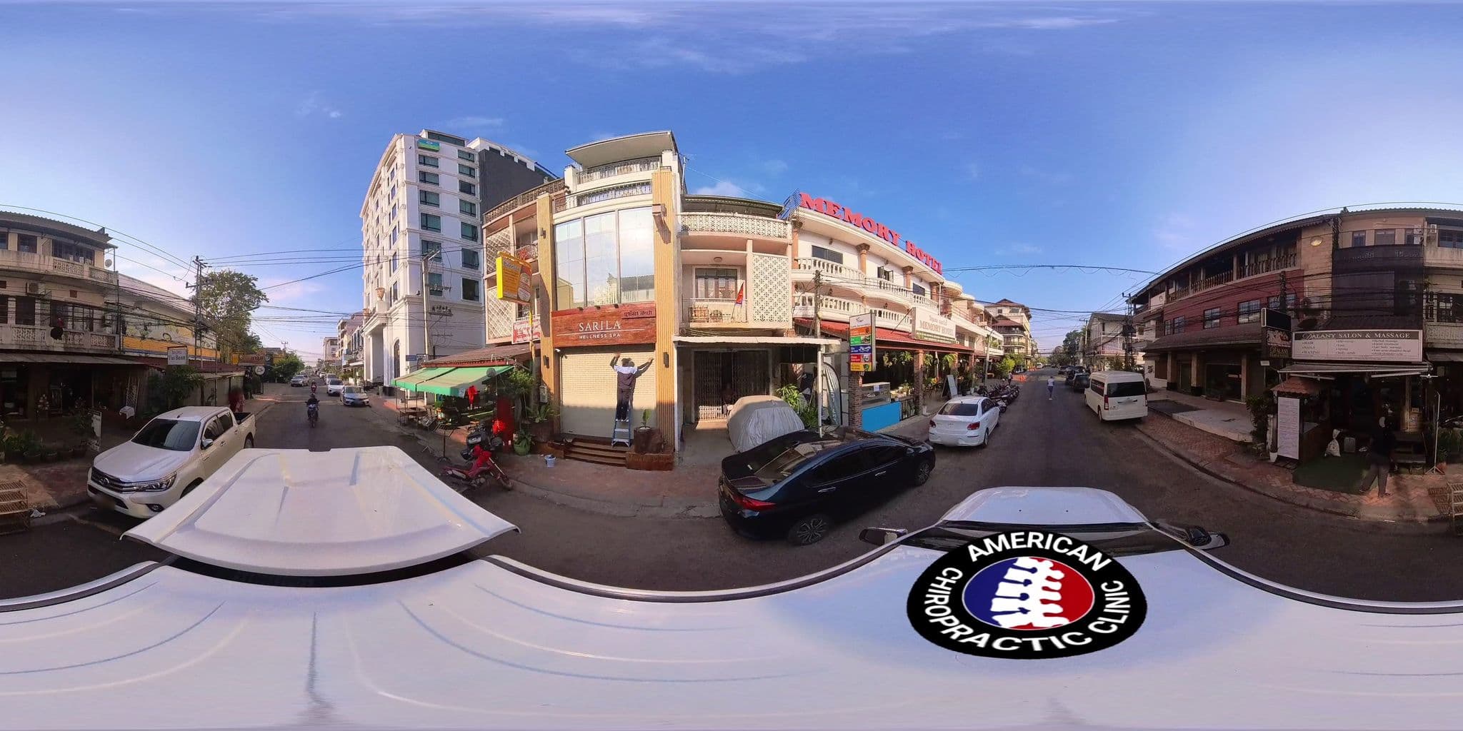 Street view near Nana backpacker hostel, Vientiane — © DrLogan (CC BY-SA · Mapillary)