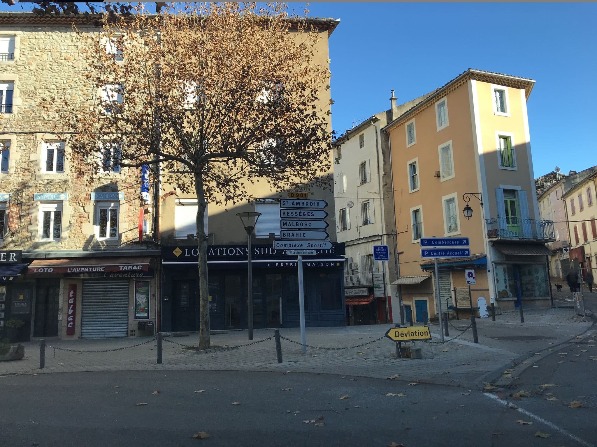 Street view near Hôtel Les Cévennes, Les Vans — © pgiraud (CC BY-SA · Mapillary)