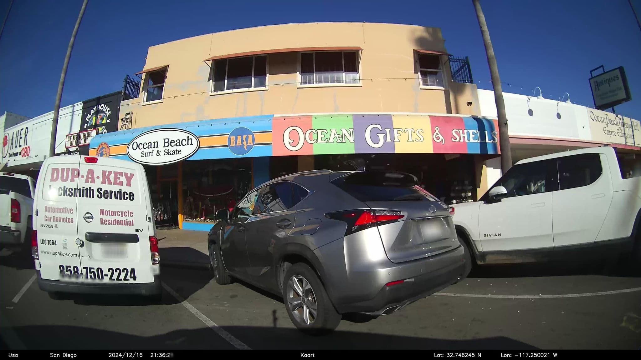 Street view near San Diego's Ocean Beach International Hostel, San Diego — © GoProMAX3M (CC BY-SA · Mapillary)