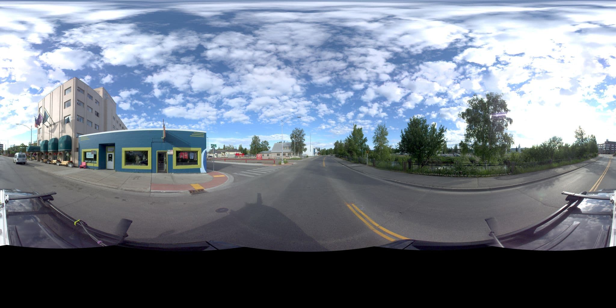 Street view near Bridgewater Hotel, Fairbanks — © kinneyeng (CC BY-SA · Mapillary)