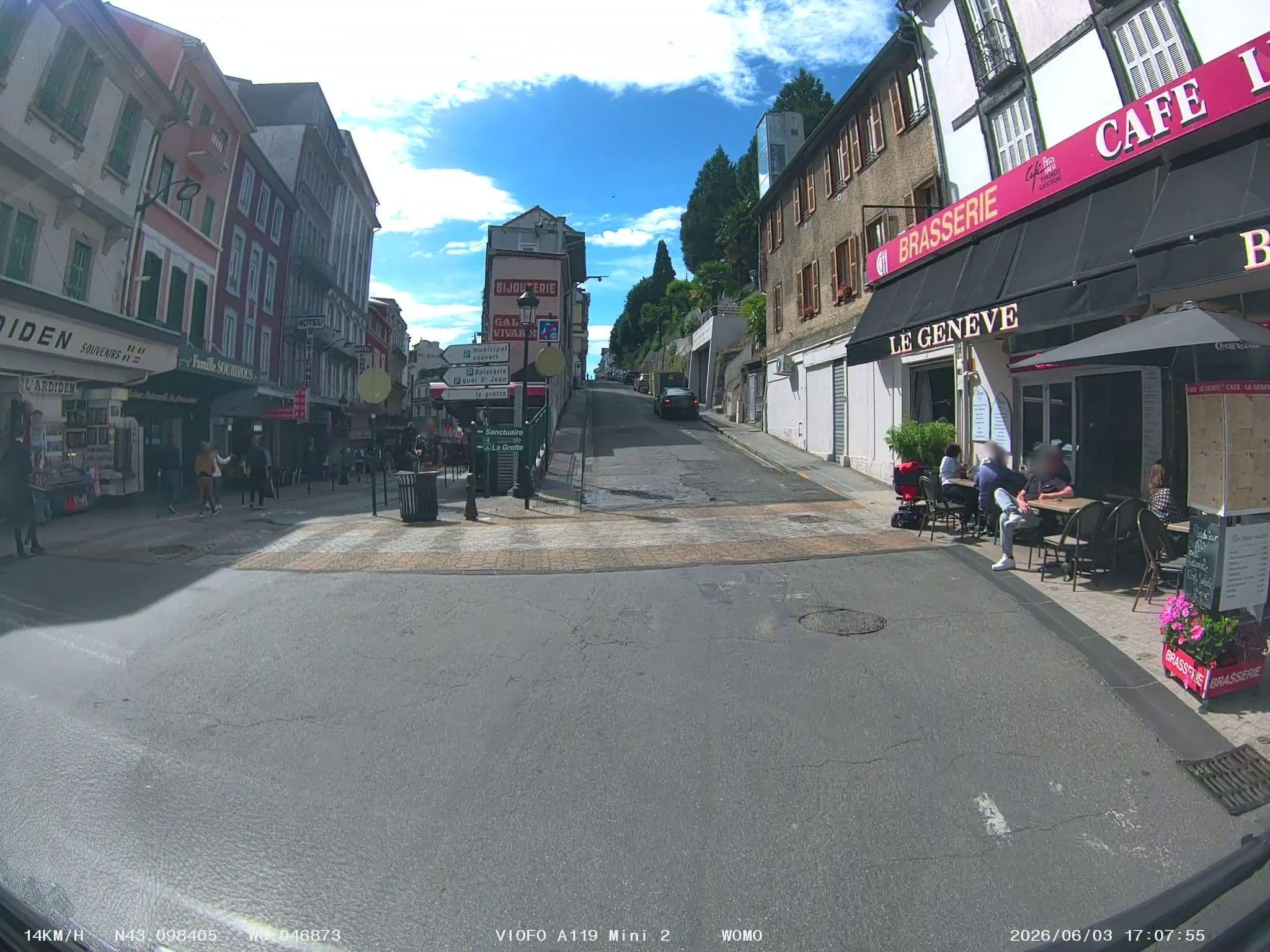 Street view near Hôtel La Coupole, Lourdes
