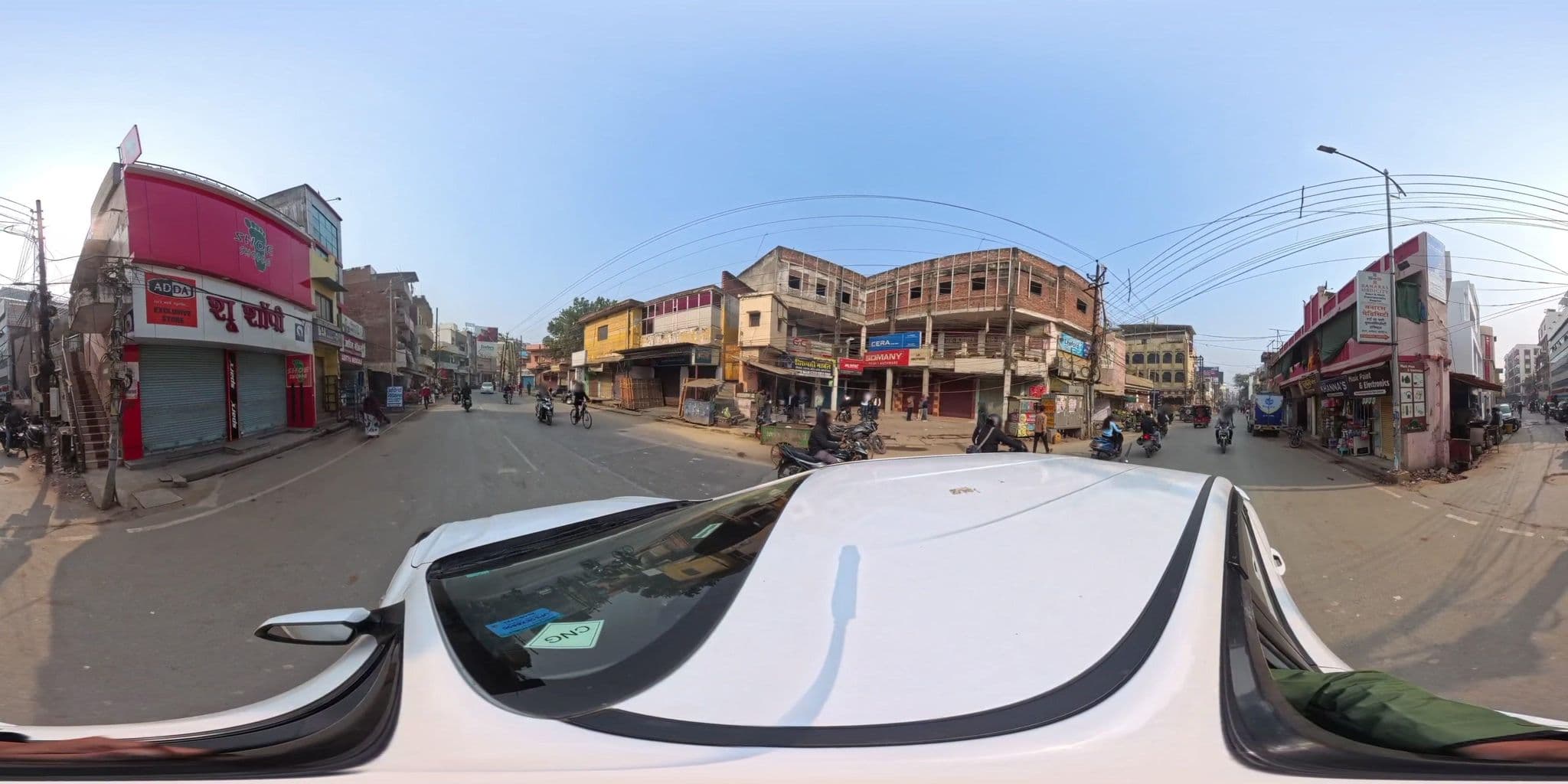 Street view near Tripathi Paying Guest House, Varanasi — © skysign (CC BY-SA · Mapillary)