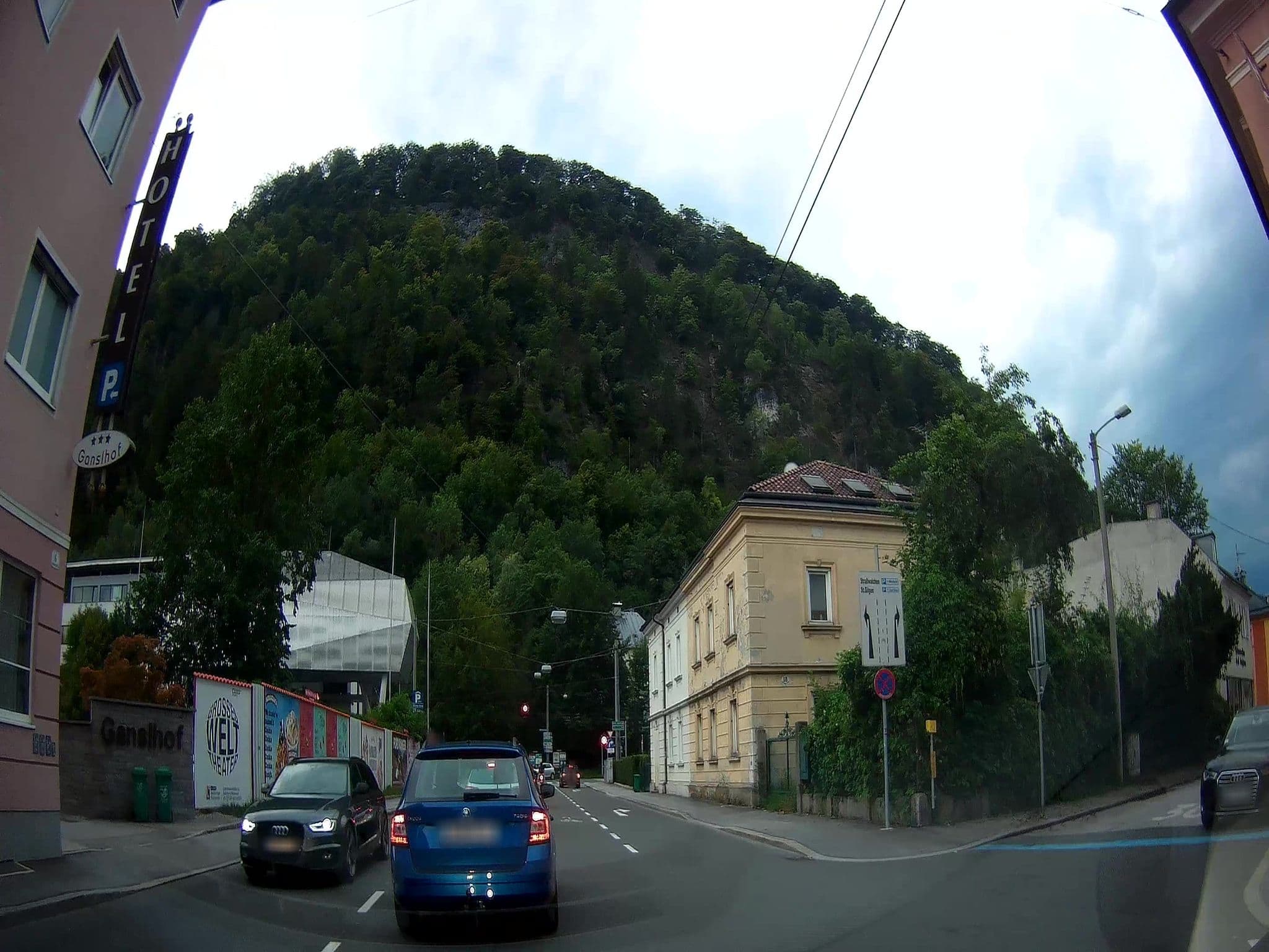 Street view near Hotel Ganslhof, Salzburg — © fuchserl (CC BY-SA · Mapillary)