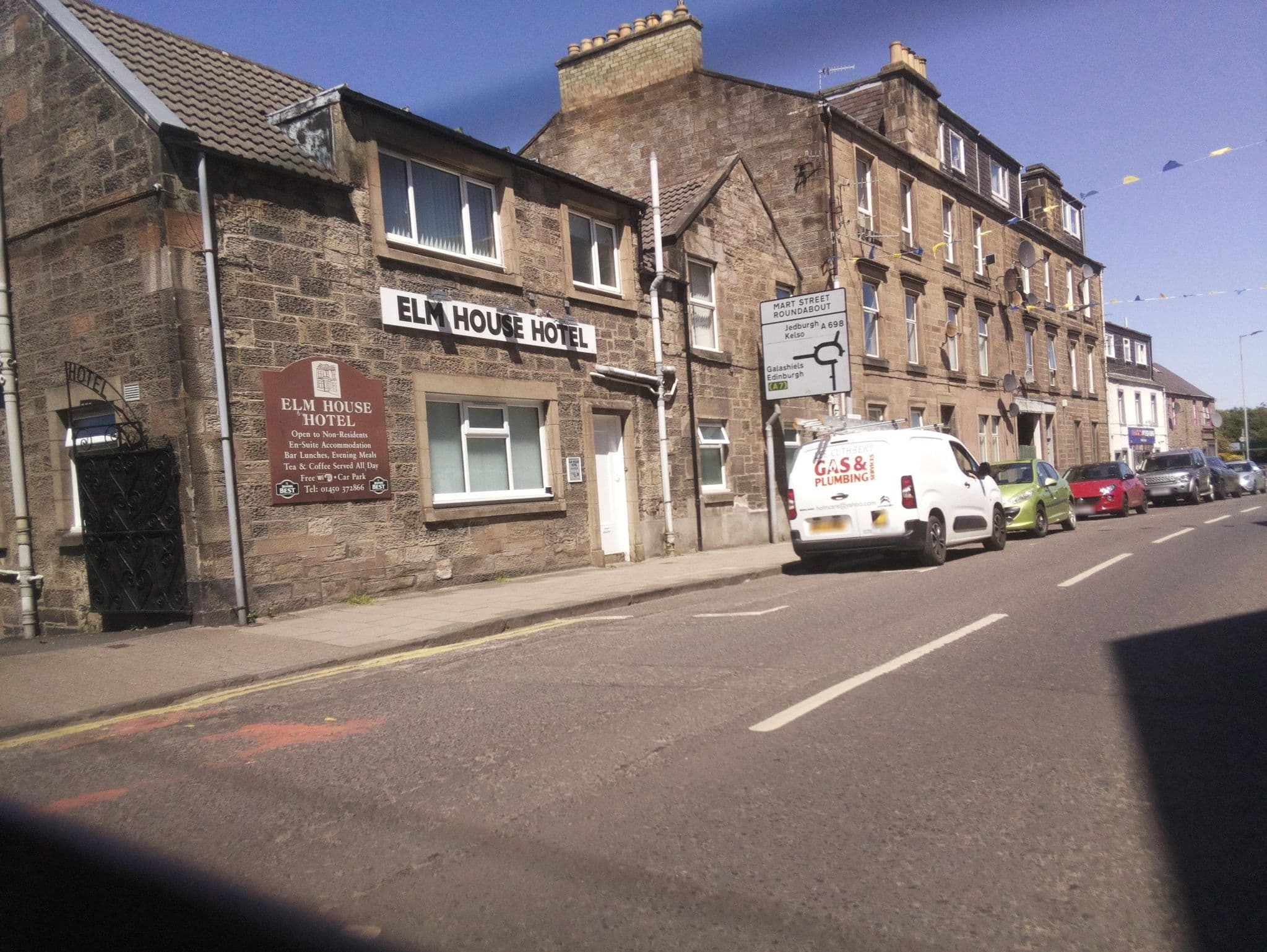 Street view near The Elm House Hotel, Hawick — © southglos (CC BY-SA · Mapillary)