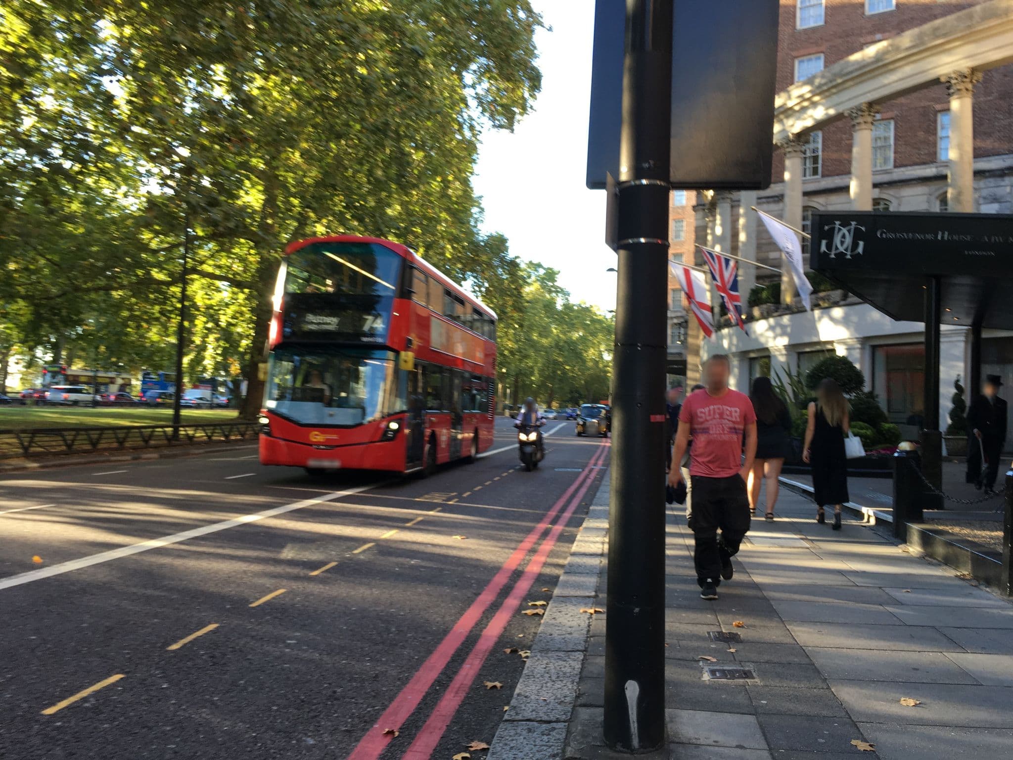 Street view near The Ballroom At Grosvenor House, West End of London — © southglos (CC BY-SA · Mapillary)