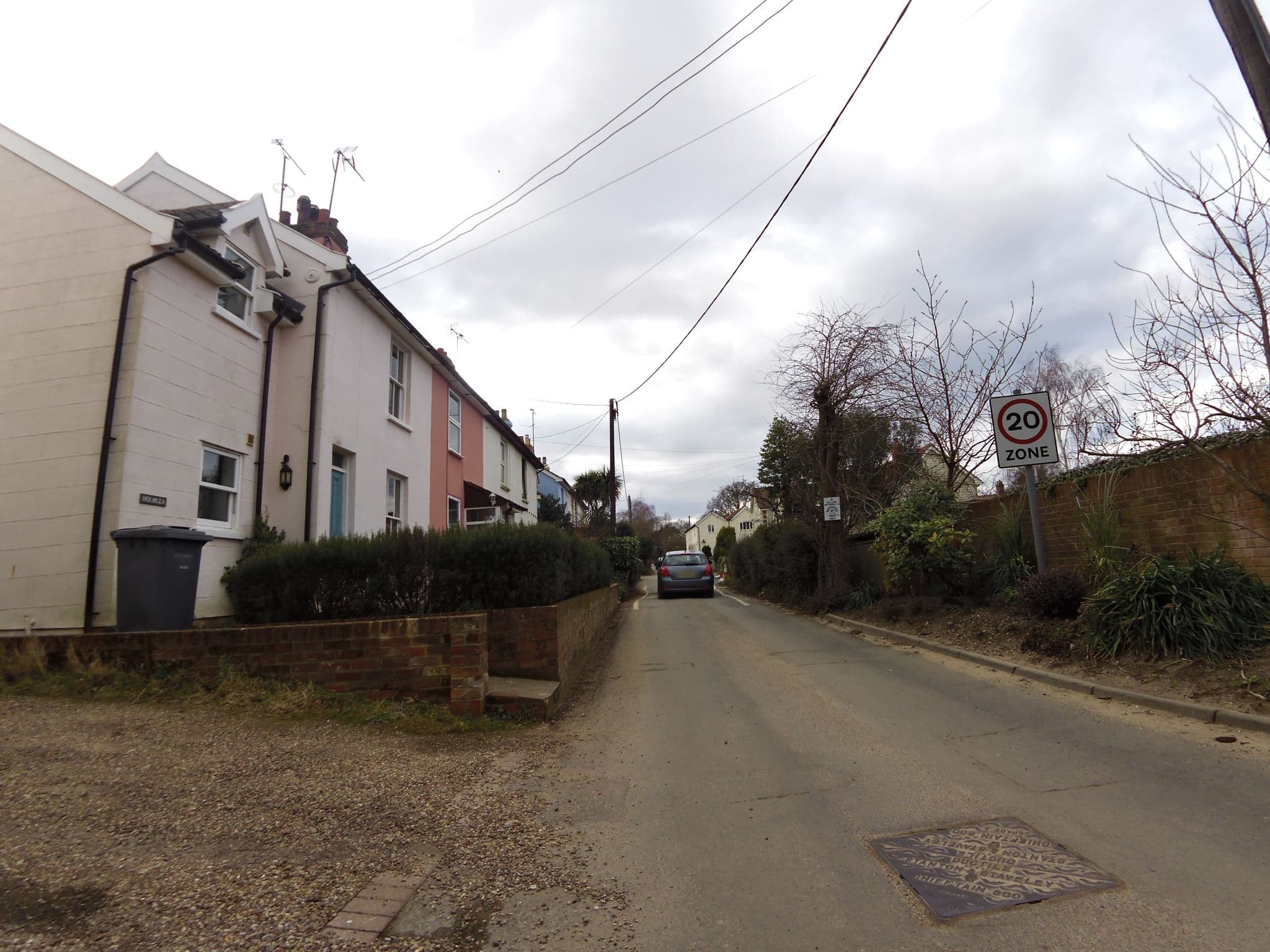 Street view near Ryefields Cottage, Woodbridge — © smsm1 (CC BY-SA · Mapillary)