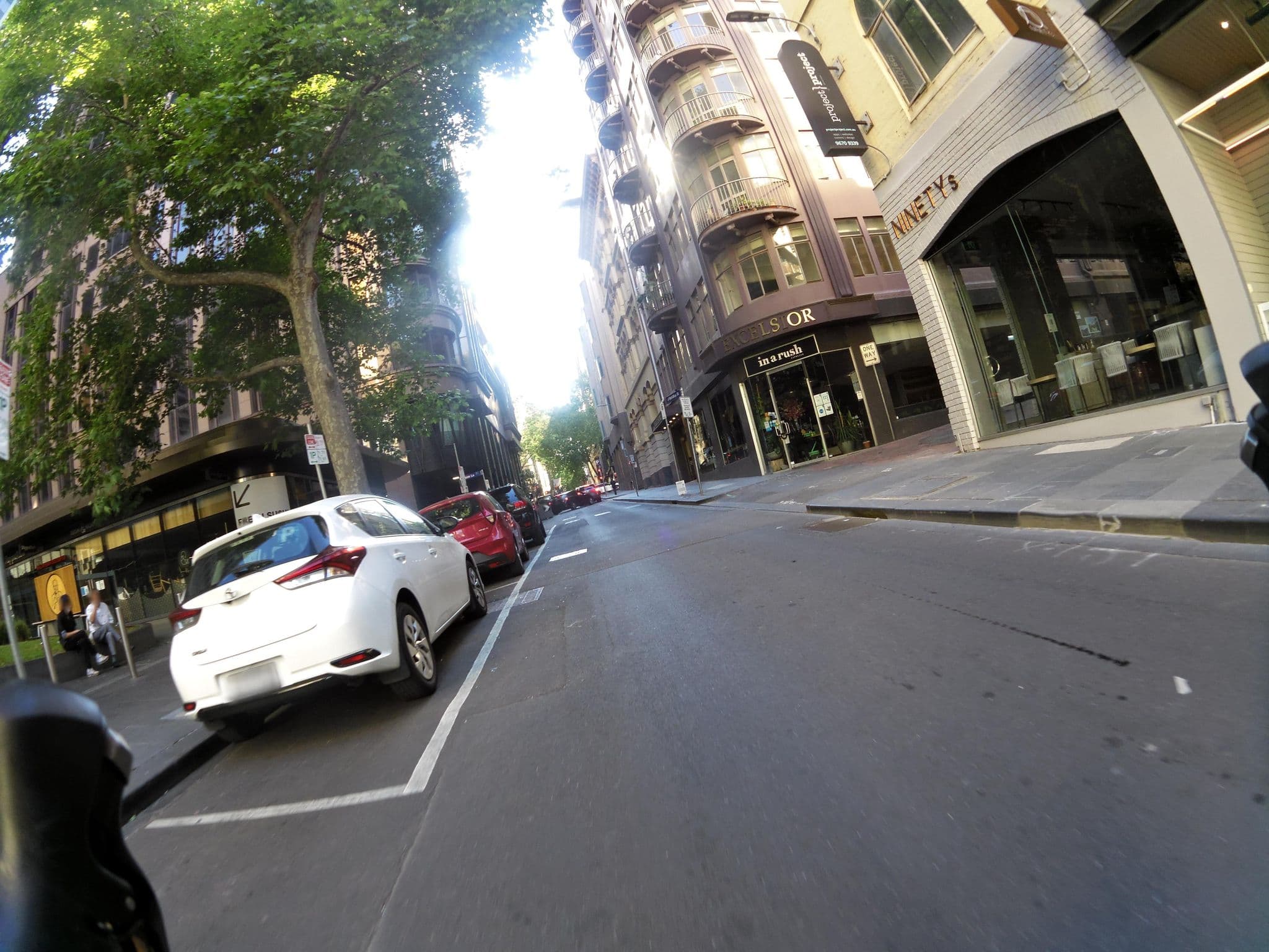 Street view near The Excelsior, Melbourne — © skillsy (CC BY-SA · Mapillary)
