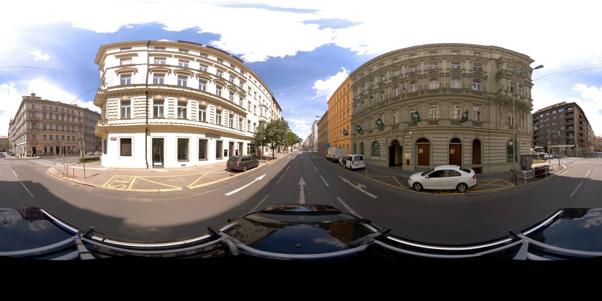 Street view near Royal Bellezza Apartments, Nové Město