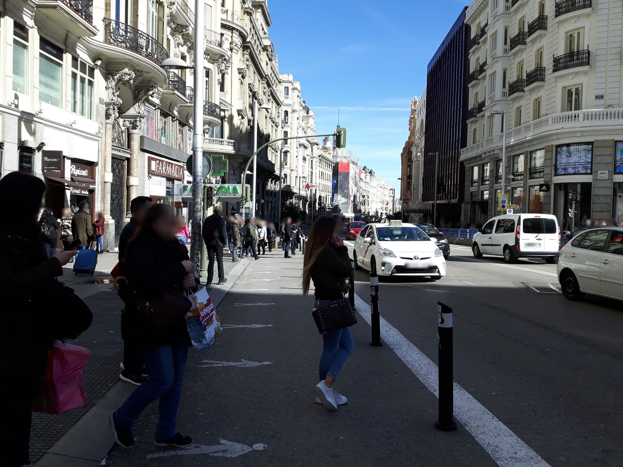 Street view near Senator Gran Via 21 Hotel, Madrid Centro — © wusel007 (CC BY-SA · Mapillary)