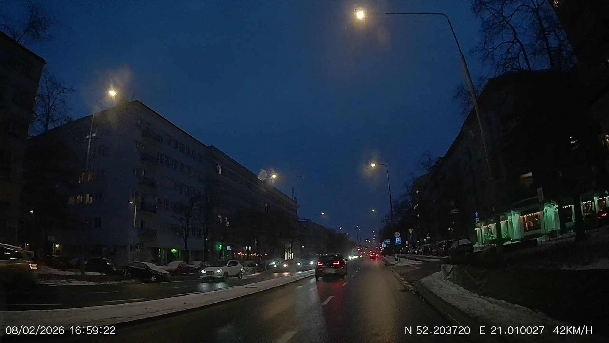 Street view near Dittas Apartments, Mokotów — © Driven2574 (CC BY-SA · Mapillary)