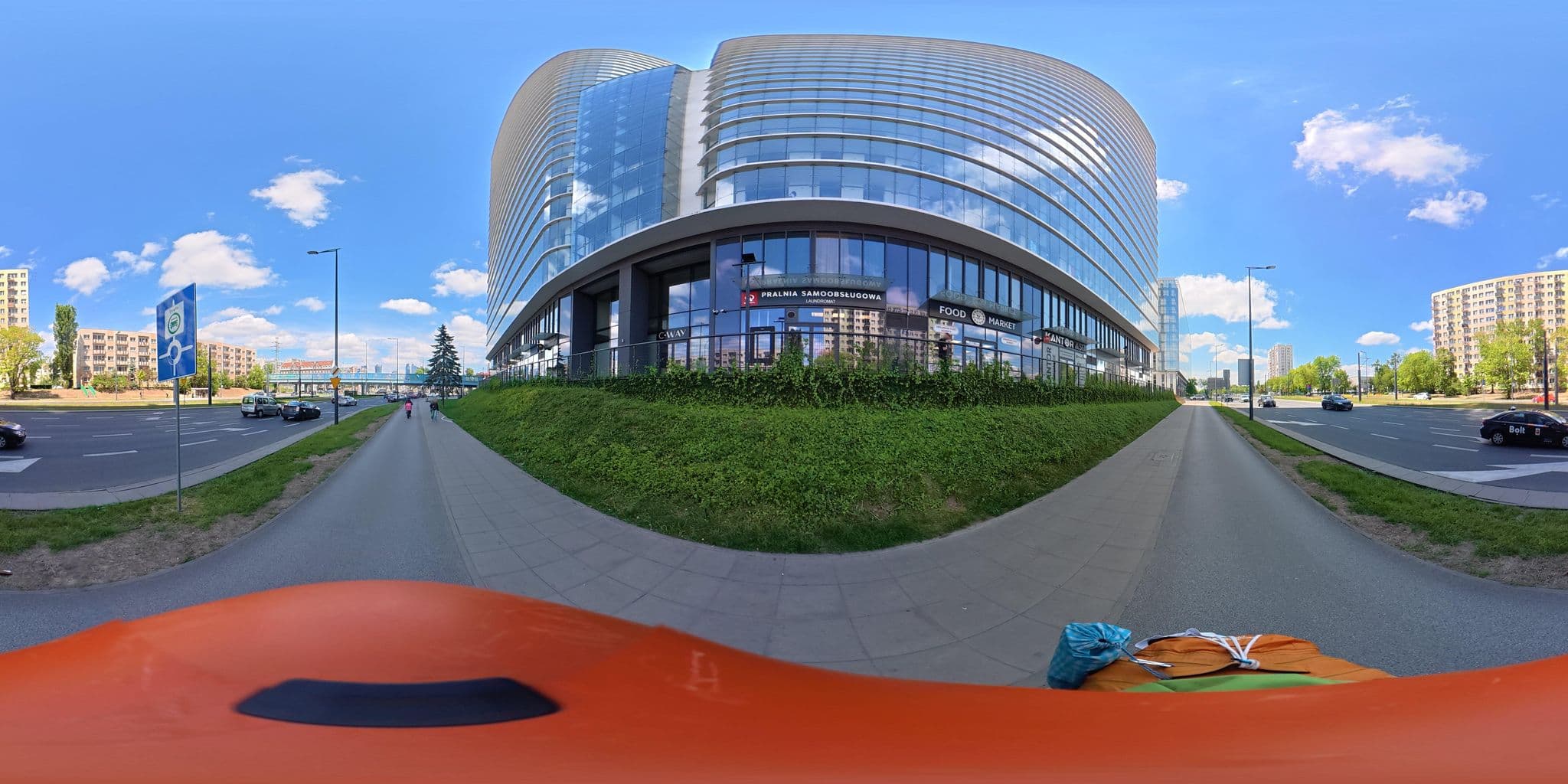Street view near Newburg Apartments Kasprzaka, Warsaw, Wola — © awizonosz (CC BY-SA · Mapillary)