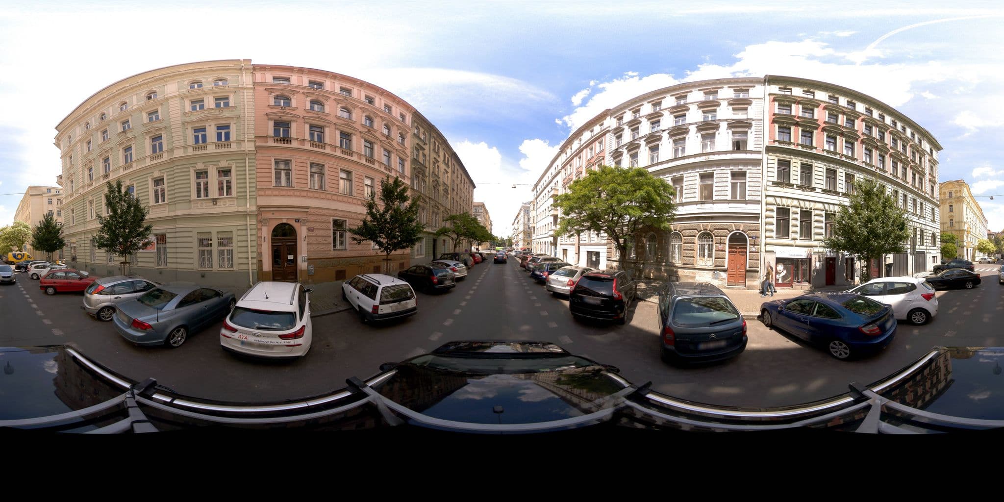 Street view near Boris' Apartments, Nusle — © jeffreymartin (CC BY-SA · Mapillary)