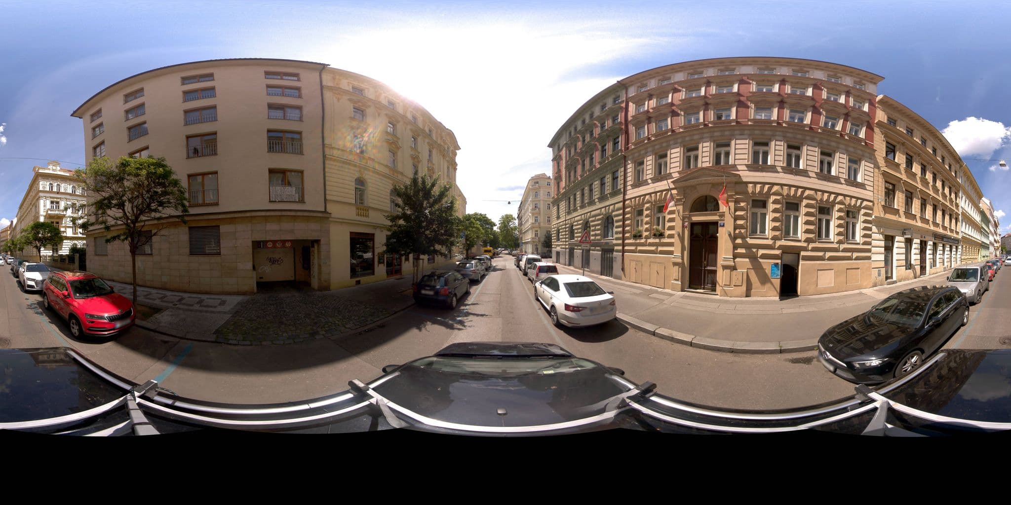 Street view near Modern Cozy Apartment by Ruterra, Nusle — © jeffreymartin (CC BY-SA · Mapillary)