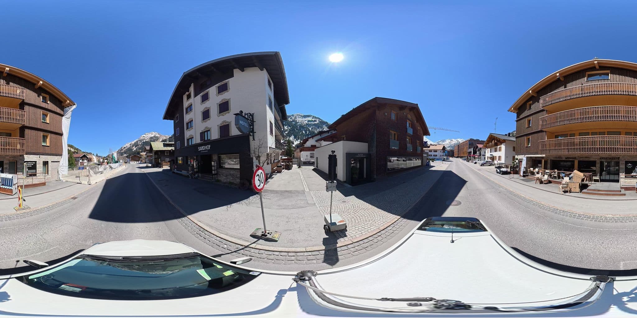 Street view near Hotel Tannbergerhof, Hilde Jochum E.U., Lech — © osmplus_org (CC BY-SA · Mapillary)