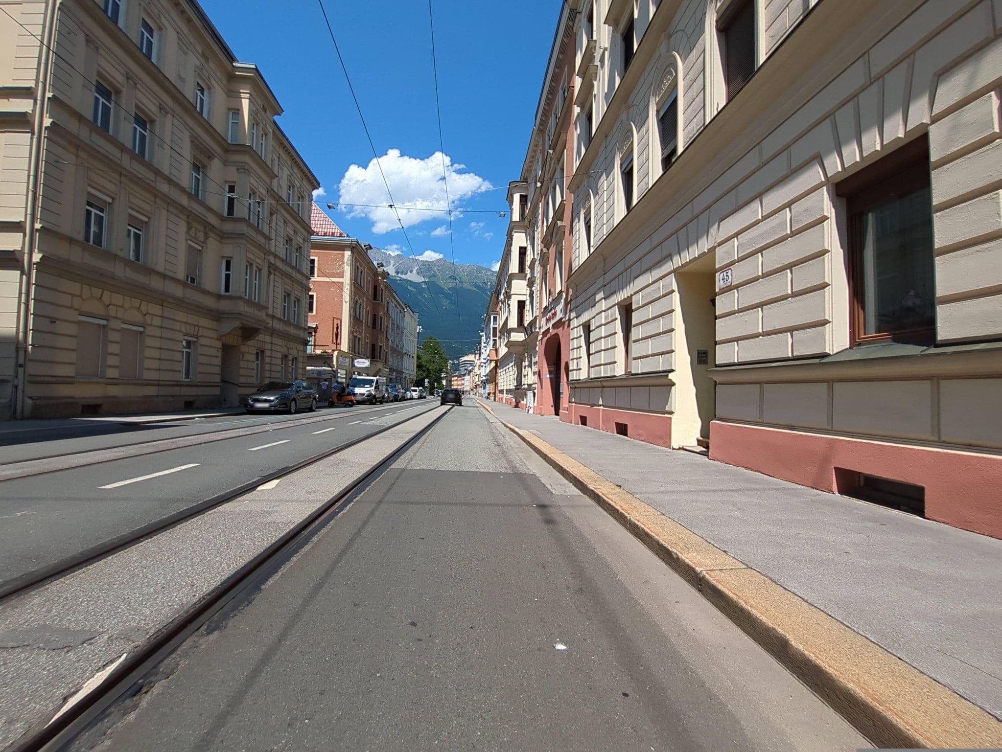 Street view near Grand Hotel Lienz Projektierungs- und Errichtungs GmbH & Co., Wilten — © innsbruck-barrierefrei (CC BY-SA · Mapillary)