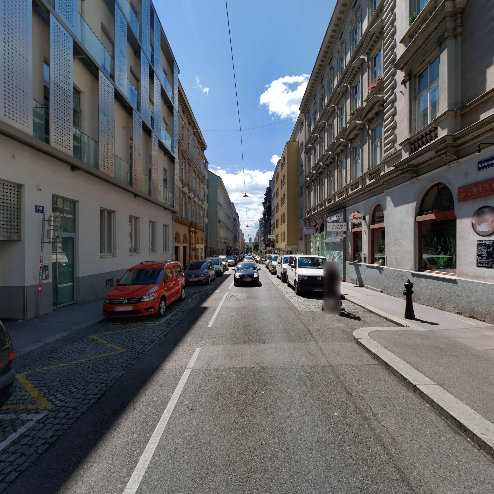 Street view near Terrassenapartment Stumpergasse, Mariahilf — © eliasgander (CC BY-SA · Mapillary)
