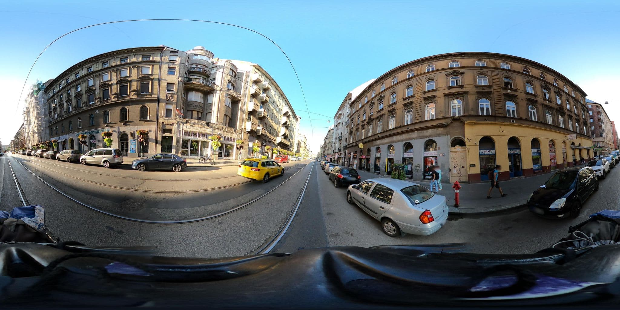 Street view near Kabala Apartments, Csarnoknegyed — © grozsa11 (CC BY-SA · Mapillary)