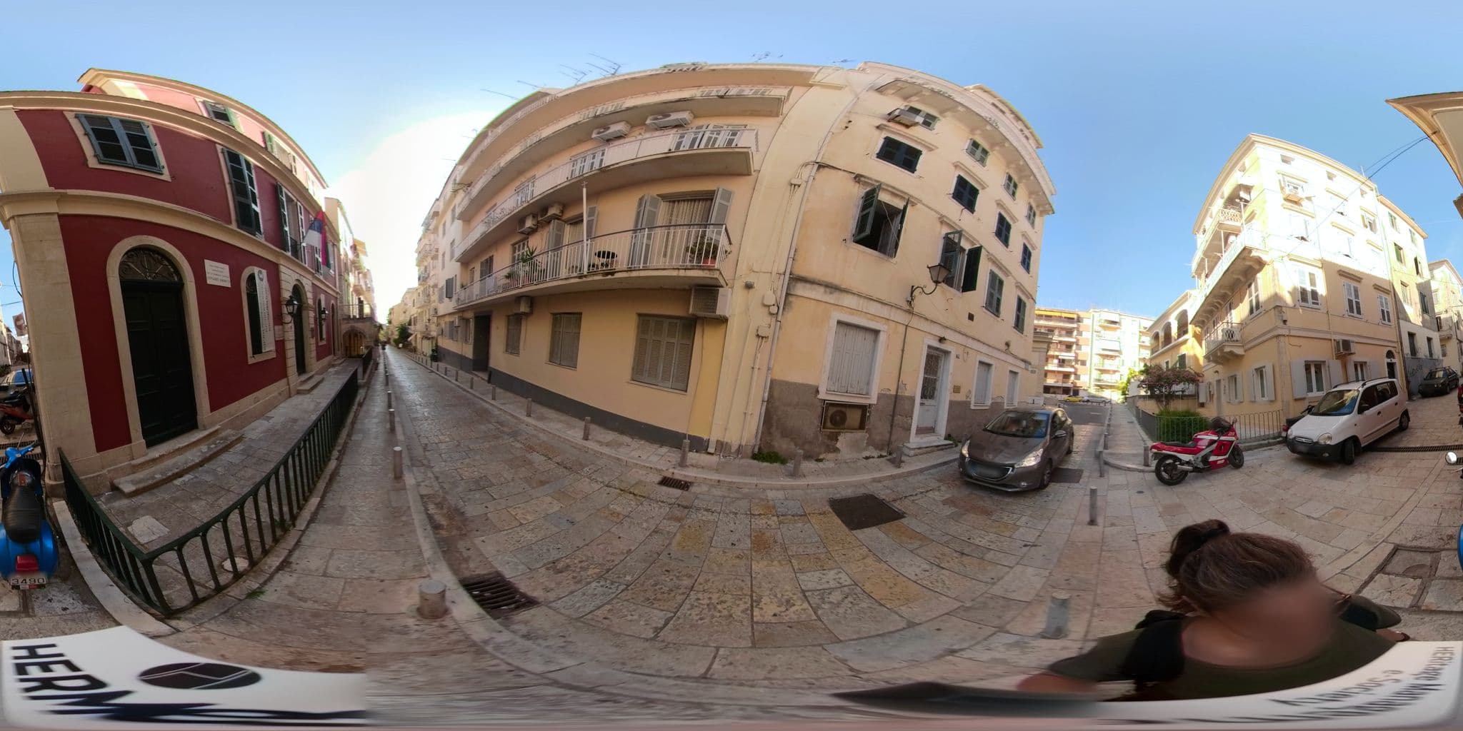 Street view near Pierre Marie Corfu Old Town Home, Corfu — © akyrkou (CC BY-SA · Mapillary)