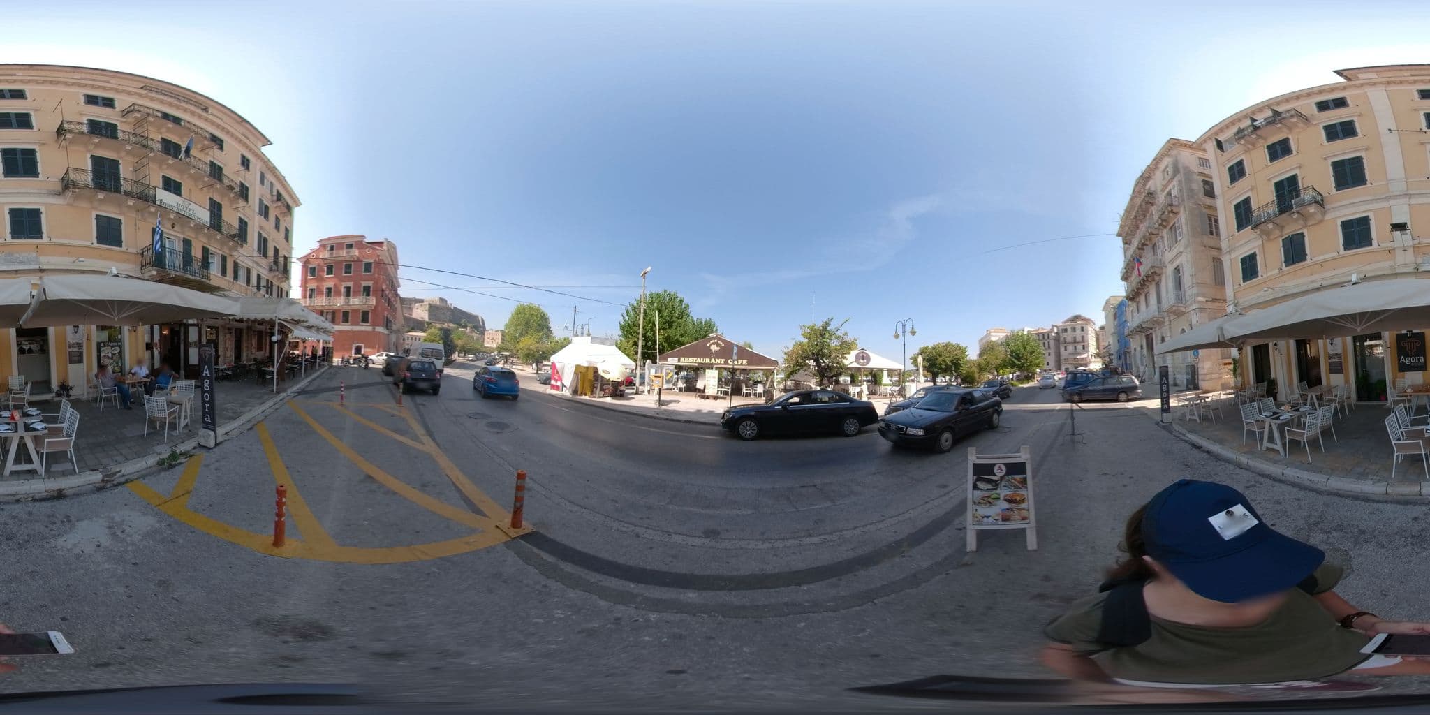 Street view near Hotel Konstantinopolis, Corfu — © akyrkou (CC BY-SA · Mapillary)