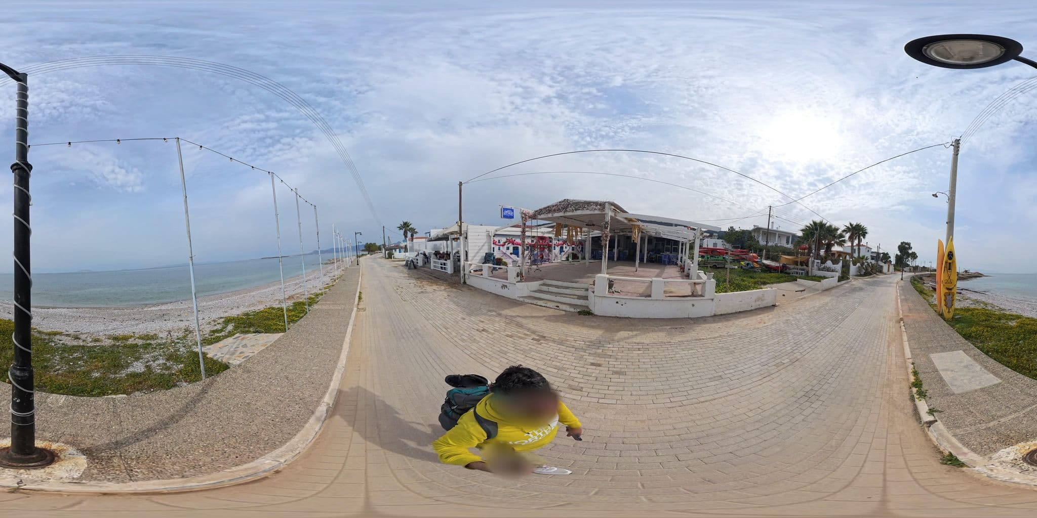 Street view near Laza Beach Hotel, Agkístri — © NickGar (CC BY-SA · Mapillary)