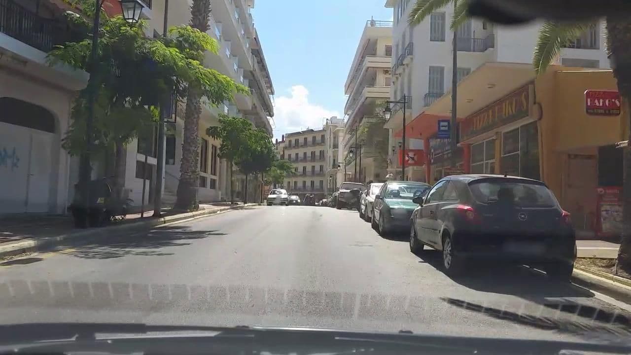 Street view near Galanopoulos Hotel, Loutráki — © roadroid (CC BY-SA · Mapillary)