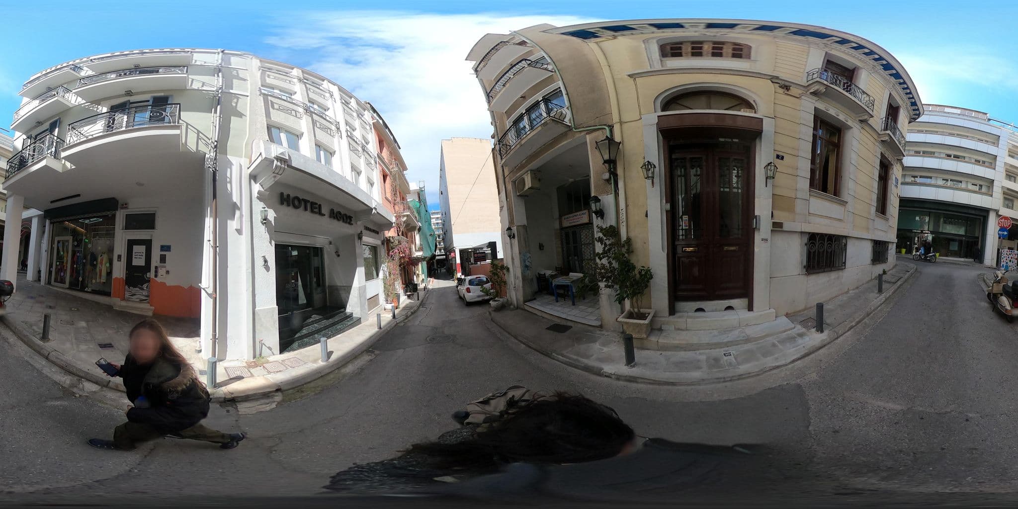 Street view near Athos Hotel, Athens — © sokoukou (CC BY-SA · Mapillary)