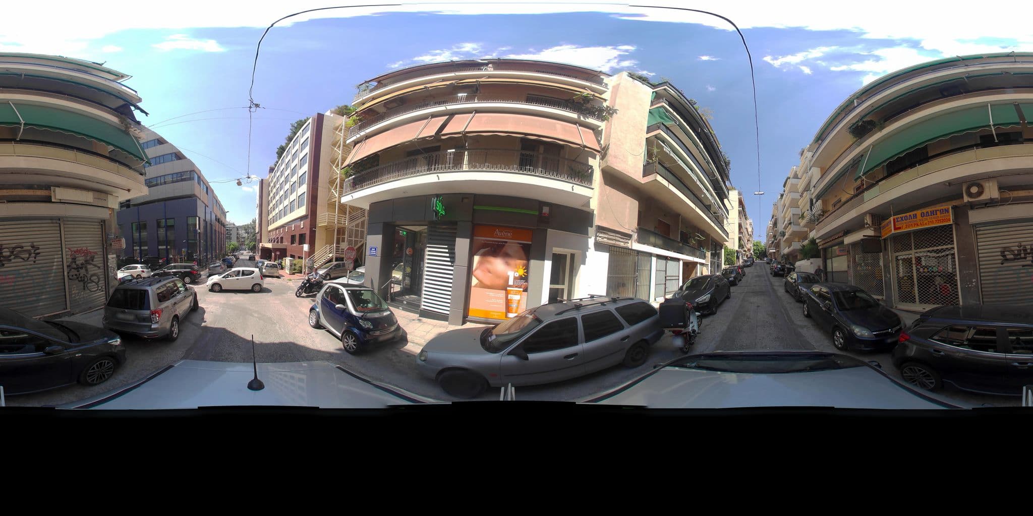 Street view near Crowne Plaza Rooftop Pool, Zográfos — © zaf3kala (CC BY-SA · Mapillary)