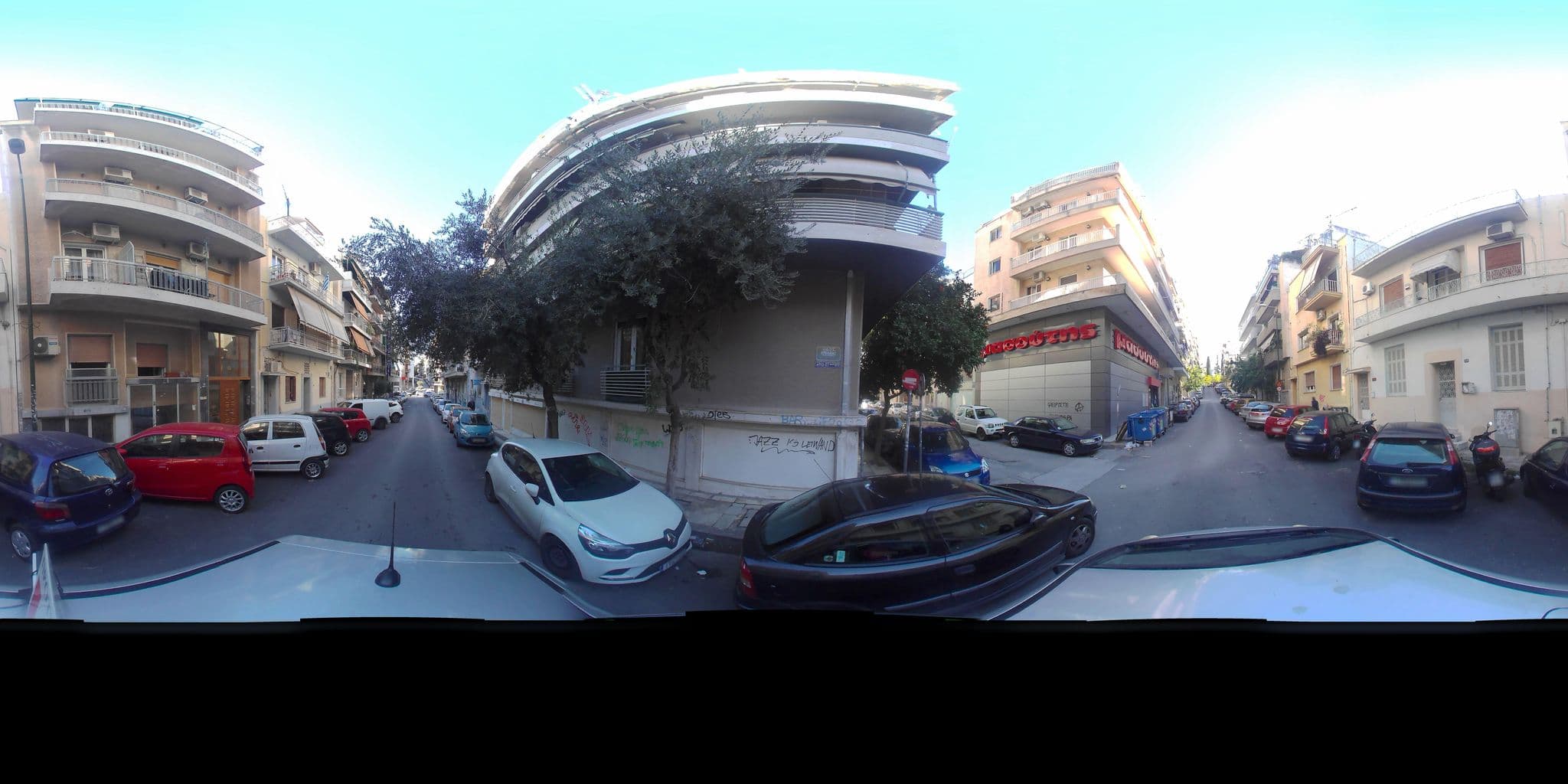 Street view near Elisabeth Hotel, Zográfos — © zaf3kala (CC BY-SA · Mapillary)