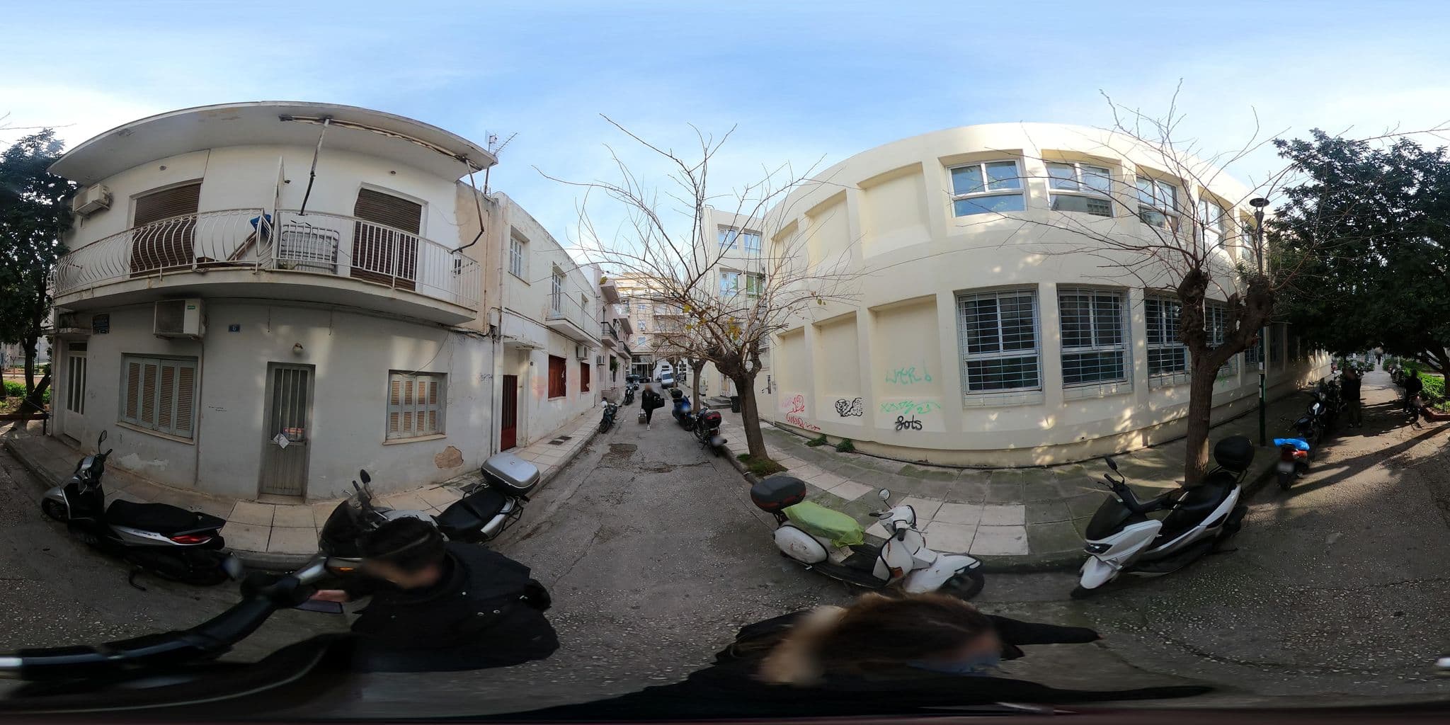 Street view near Two Roses: the Blue House, Zográfos — © alexbartzokas (CC BY-SA · Mapillary)
