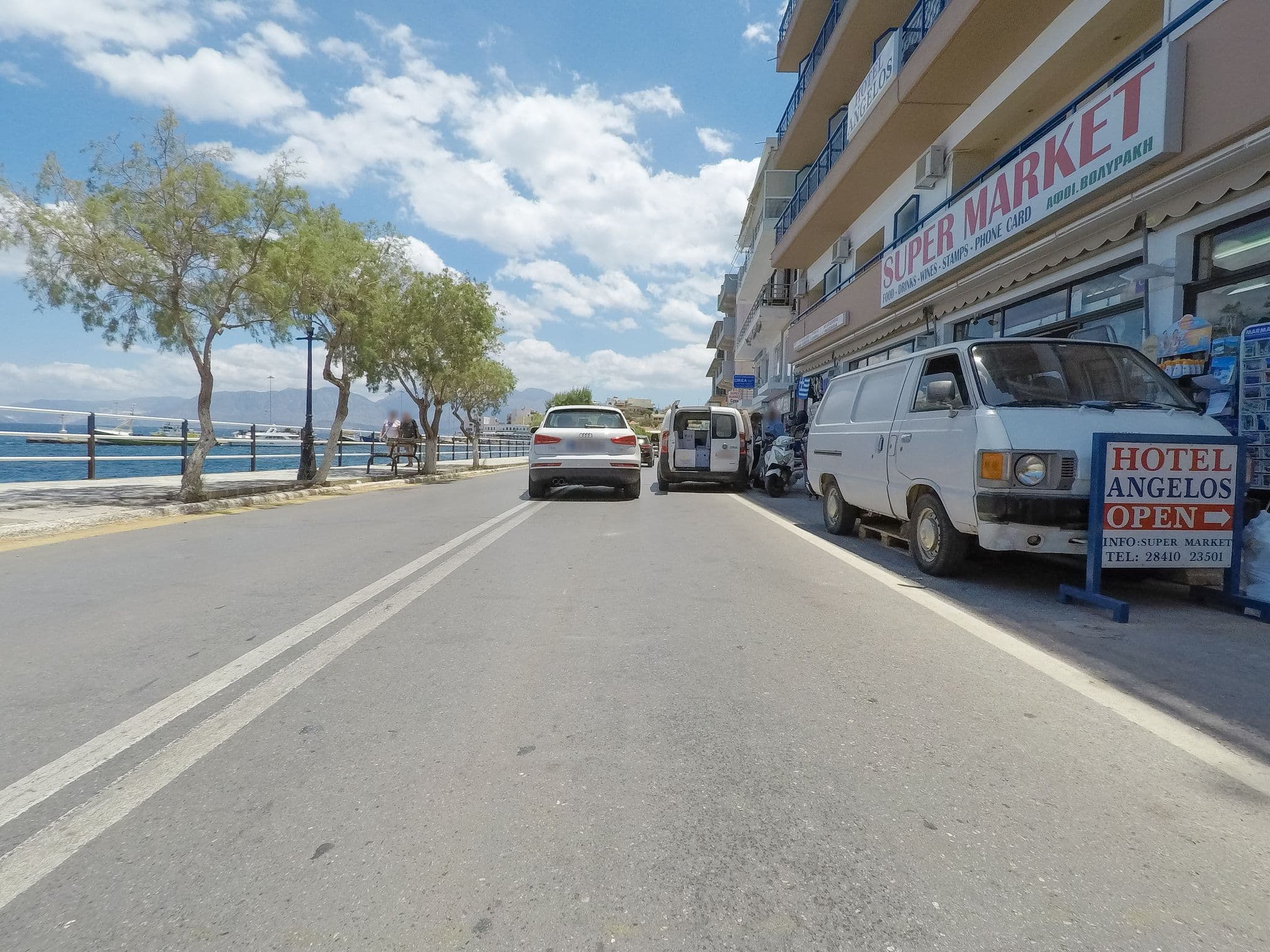 Street view near Hotel Angelos, Ágios Nikólaos — © esario (CC BY-SA · Mapillary)