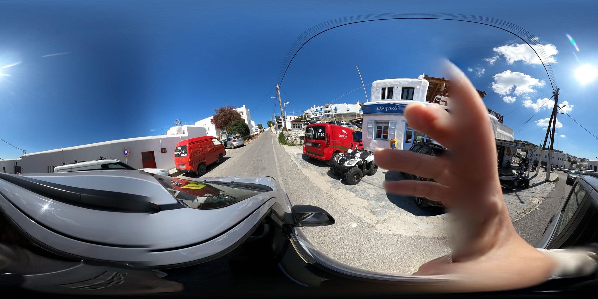 Street view near My Cocoon Hostel, Mykonos — © efikour (CC BY-SA · Mapillary)
