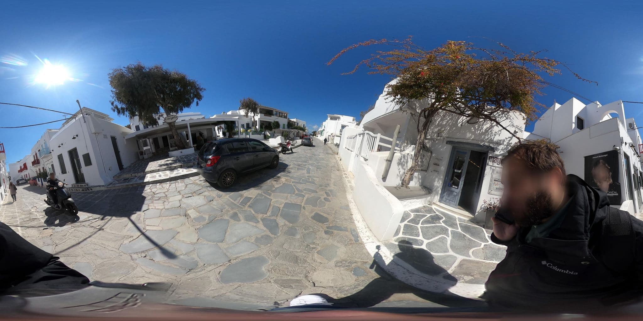 Street view near Starlight Luxury Studios, Mykonos — © efikour (CC BY-SA · Mapillary)