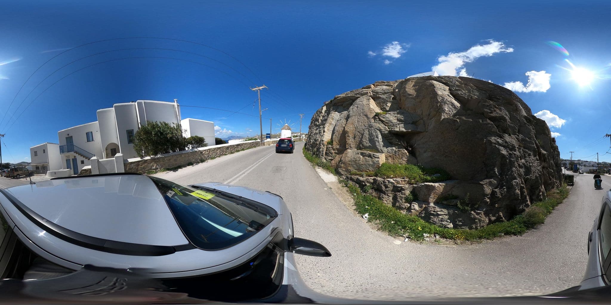 Street view near Apostolis Windmill, Mykonos — © efikour (CC BY-SA · Mapillary)