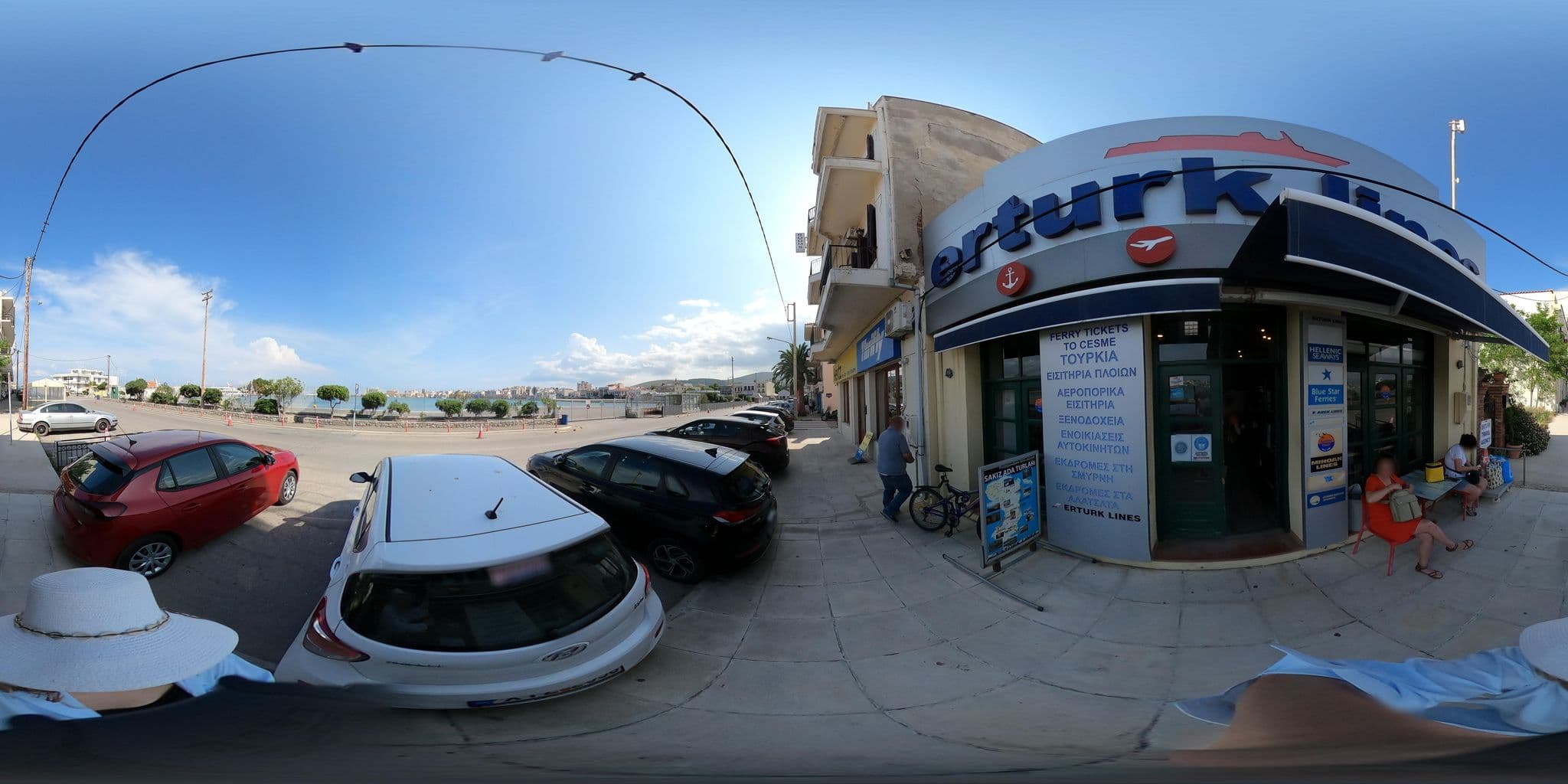 Street view near Omiros Rooms, Chios — © efikour (CC BY-SA · Mapillary)